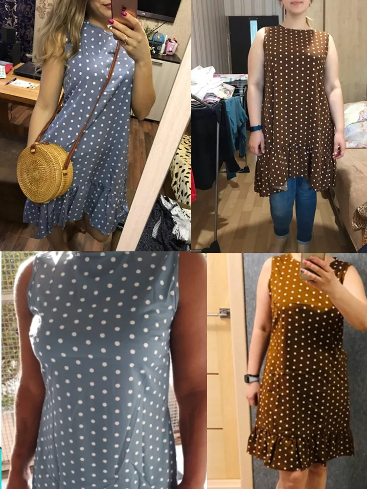 Wave Point Dress Ruffle Women 2020 Spring Summer Street Sexy Casual Slim Thin Beach Party O Neck Mini Polka Dot Dress Vestidos