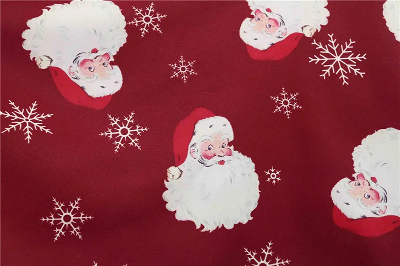 Black Big Swing Print Vintage Christmas Dress Women Winter Casual Long Sleeve V Neck Sexy New Year Party Dress Plus Size S~3XL