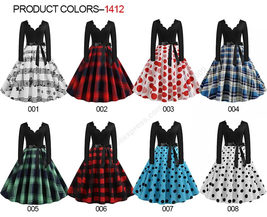 Black Big Swing Print Vintage Christmas Dress Women Winter Casual Long Sleeve V Neck Sexy New Year Party Dress Plus Size S~3XL