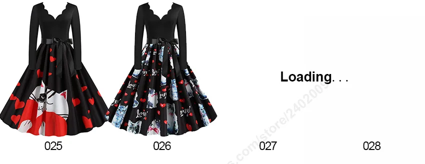 Black Big Swing Print Vintage Christmas Dress Women Winter Casual Long Sleeve V Neck Sexy New Year Party Dress Plus Size S~3XL