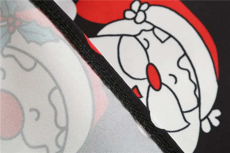 Black Big Swing Print Vintage Christmas Dress Women Winter Casual Long Sleeve V Neck Sexy New Year Party Dress Plus Size S~3XL