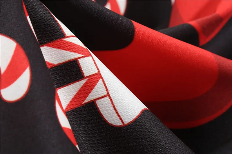 Black Big Swing Print Vintage Christmas Dress Women Winter Casual Long Sleeve V Neck Sexy New Year Party Dress Plus Size S~3XL