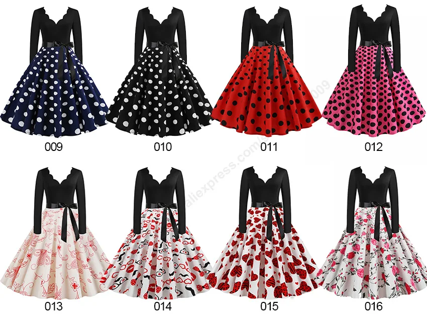 Black Big Swing Print Vintage Christmas Dress Women Winter Casual Long Sleeve V Neck Sexy New Year Party Dress Plus Size S~3XL