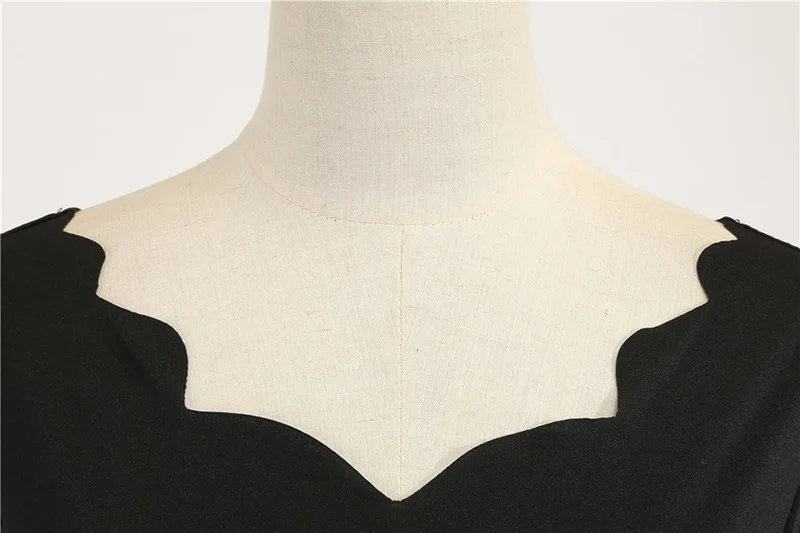 Black Big Swing Print Vintage Christmas Dress Women Winter Casual Long Sleeve V Neck Sexy New Year Party Dress Plus Size S~3XL