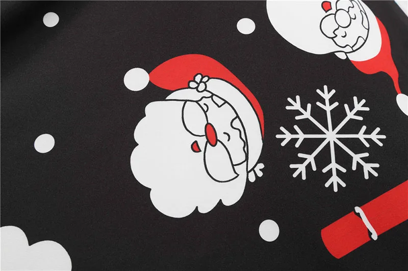 Black Big Swing Print Vintage Christmas Dress Women Winter Casual Long Sleeve V Neck Sexy New Year Party Dress Plus Size S~3XL