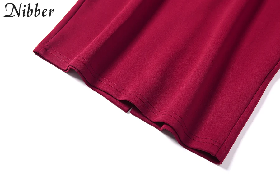 Nibber sexy pure V Neck off shoulder bodycon dress women autumn winter club party night red Elegant midi dress Mujer black dress