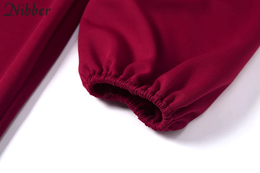 Nibber sexy pure V Neck off shoulder bodycon dress women autumn winter club party night red Elegant midi dress Mujer black dress