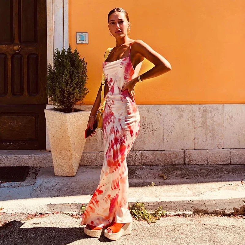 Dulzura neon satin lace up 2020 summer women bodycon long midi dress sleeveless backless elegant party outfits sexy club clothes