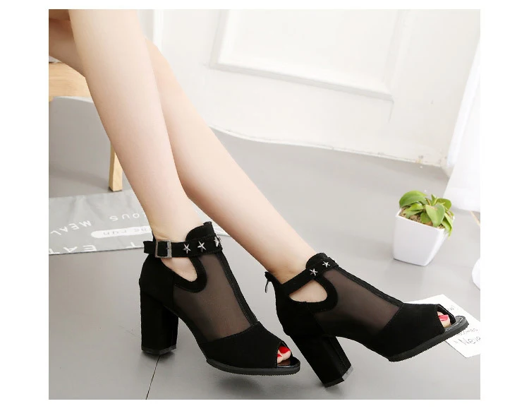 Women sandals 2020 fashion summer shoes women high heels hollow mesh sexy sandals size 35 - 43 mujer sandalias