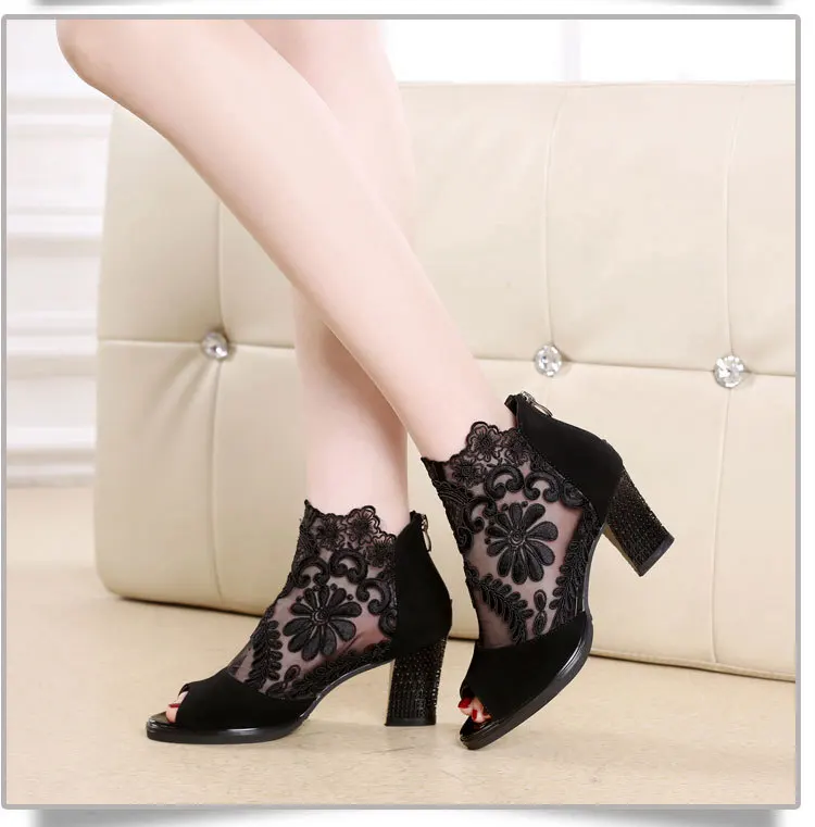 Women sandals 2020 fashion summer shoes women high heels hollow mesh sexy sandals size 35 - 43 mujer sandalias