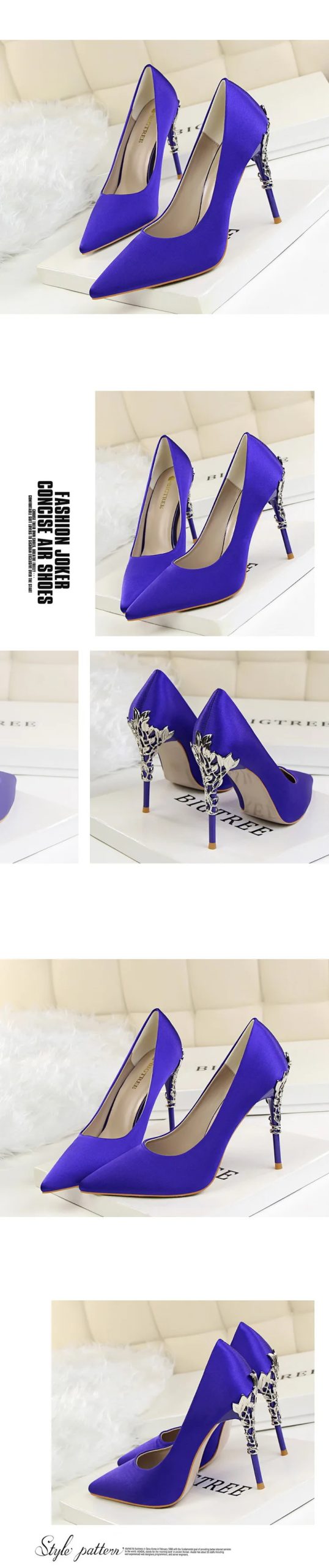 Metal Carved Thin Heel High Heels Pumps Women Shoes 2020 Sexy Pointed Toe Ladies Shoes Fashion Candy Colors Wedding Shoes Woman