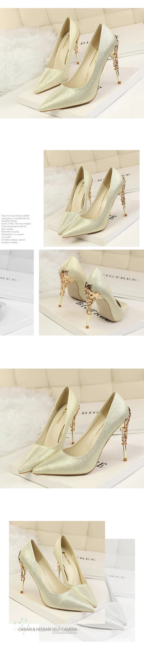 Metal Carved Thin Heel High Heels Pumps Women Shoes 2020 Sexy Pointed Toe Ladies Shoes Fashion Candy Colors Wedding Shoes Woman