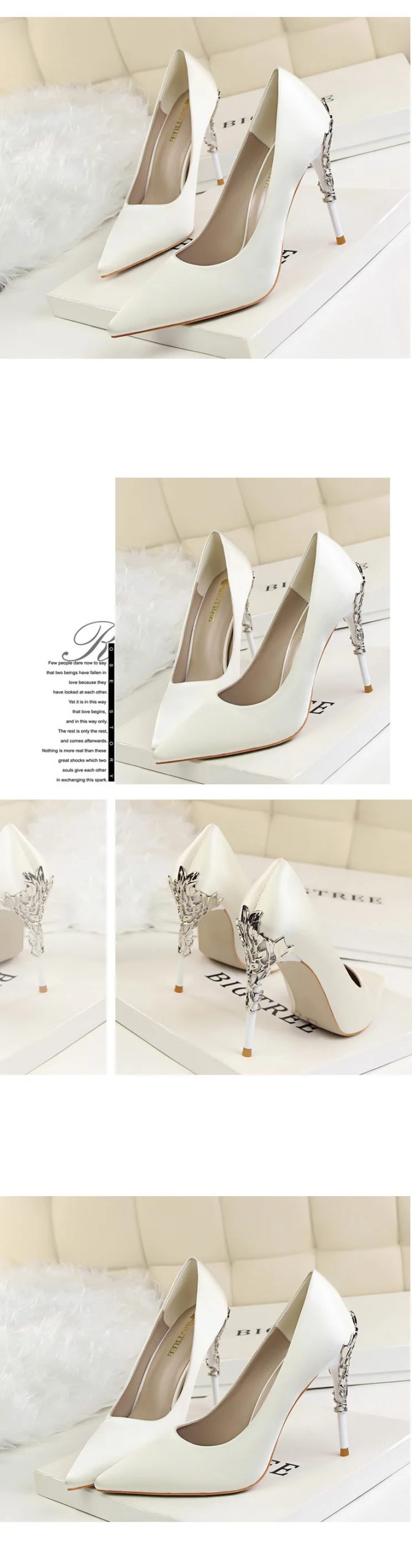 Metal Carved Thin Heel High Heels Pumps Women Shoes 2020 Sexy Pointed Toe Ladies Shoes Fashion Candy Colors Wedding Shoes Woman
