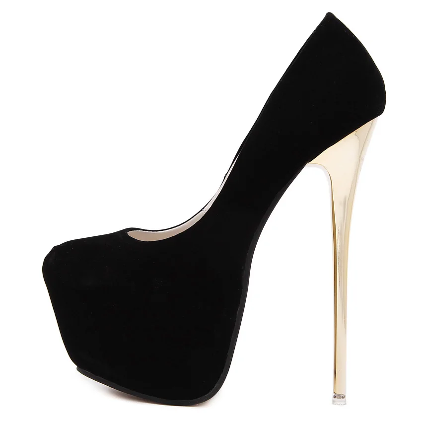 Aneikeh Big Size 41 42 43 44 45 Sexy Pumps Wedding Women Fetish Shoes High Heel Stripper Flock Pumps 16 cm Zapatos Mujer
