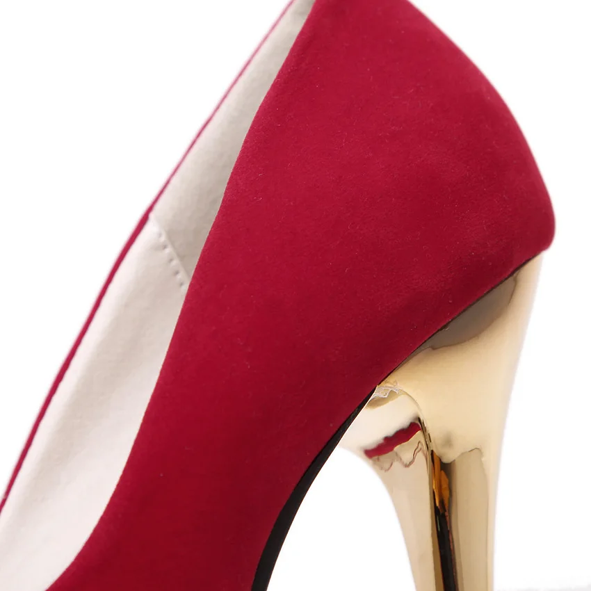 Aneikeh Big Size 41 42 43 44 45 Sexy Pumps Wedding Women Fetish Shoes High Heel Stripper Flock Pumps 16 cm Zapatos Mujer