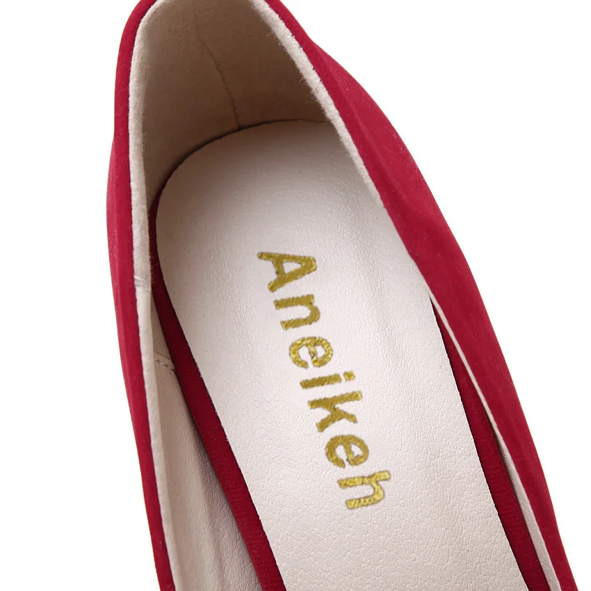 Aneikeh Big Size 41 42 43 44 45 Sexy Pumps Wedding Women Fetish Shoes High Heel Stripper Flock Pumps 16 cm Zapatos Mujer