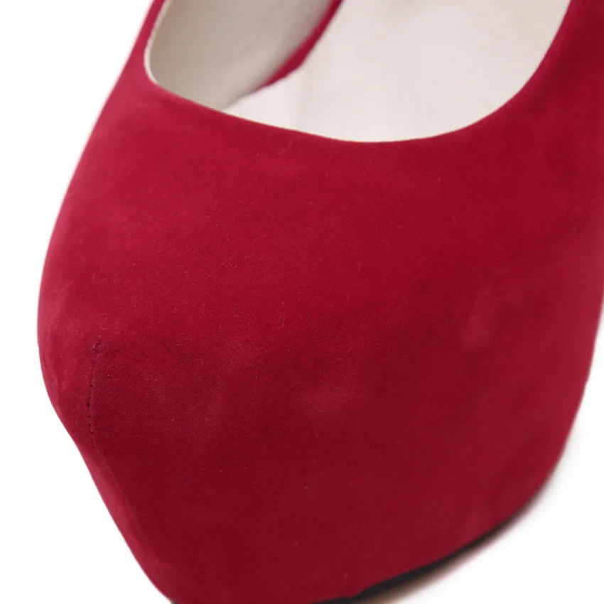 Aneikeh Big Size 41 42 43 44 45 Sexy Pumps Wedding Women Fetish Shoes High Heel Stripper Flock Pumps 16 cm Zapatos Mujer