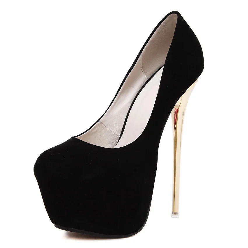 Aneikeh Big Size 41 42 43 44 45 Sexy Pumps Wedding Women Fetish Shoes High Heel Stripper Flock Pumps 16 cm Zapatos Mujer