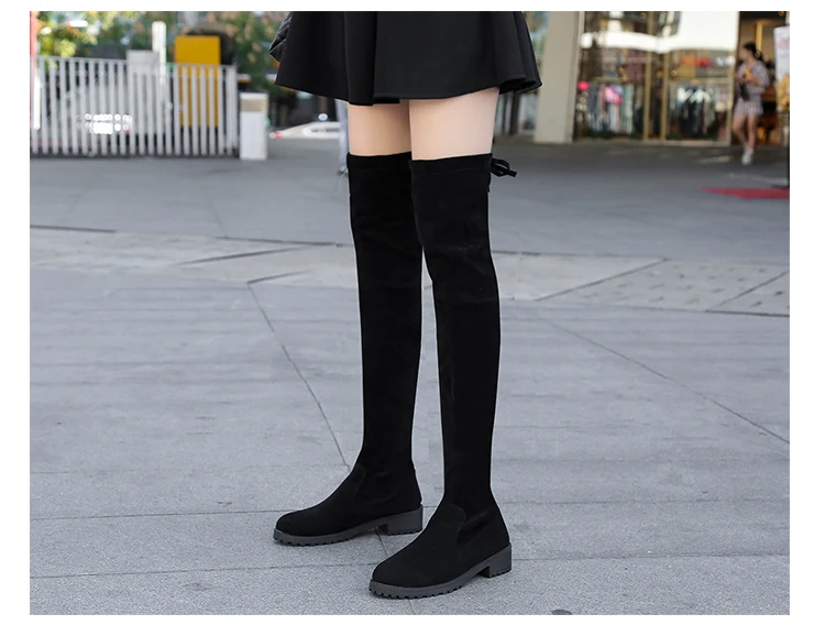 Size 35-41 Winter Over The Knee Boots Women Stretch Fabric Thigh High Sexy Woman Shoes Long Bota Feminina zapatos de mujer  #66