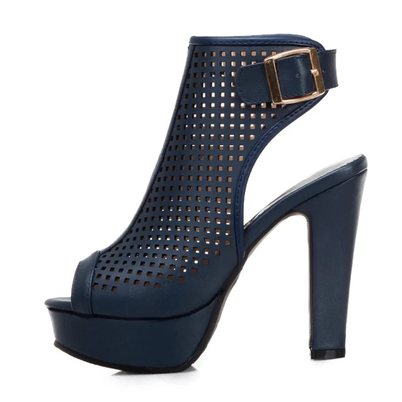 Sexy Open Toe Summer Ankle Boots For Women Fashion Buckle High Heels Sandal Women Red White Yellow Party Wedding Shoes Lady Boot