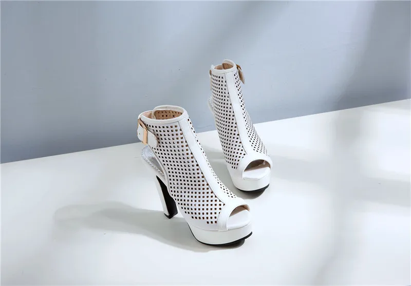 Sexy Open Toe Summer Ankle Boots For Women Fashion Buckle High Heels Sandal Women Red White Yellow Party Wedding Shoes Lady Boot