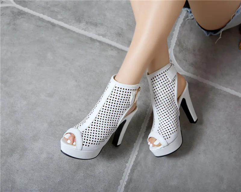 Sexy Open Toe Summer Ankle Boots For Women Fashion Buckle High Heels Sandal Women Red White Yellow Party Wedding Shoes Lady Boot