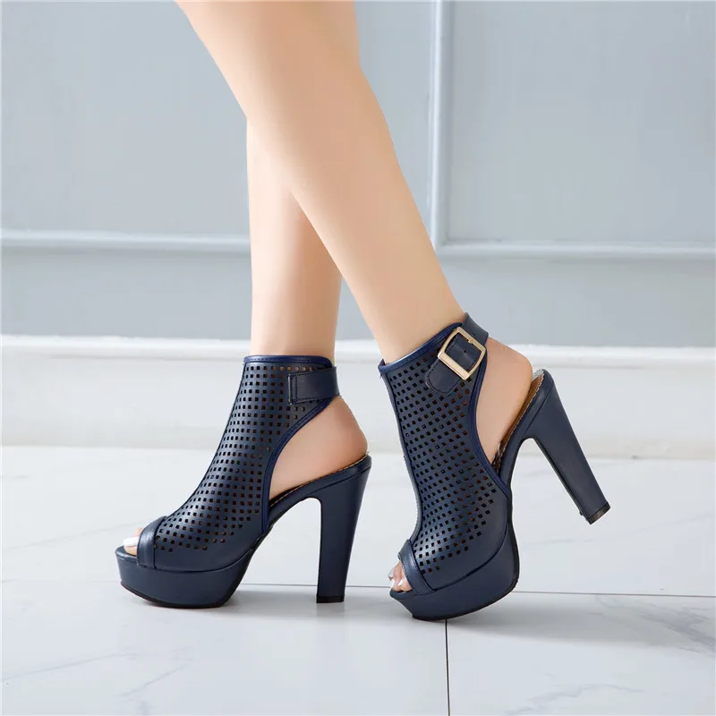 Sexy Open Toe Summer Ankle Boots For Women Fashion Buckle High Heels Sandal Women Red White Yellow Party Wedding Shoes Lady Boot