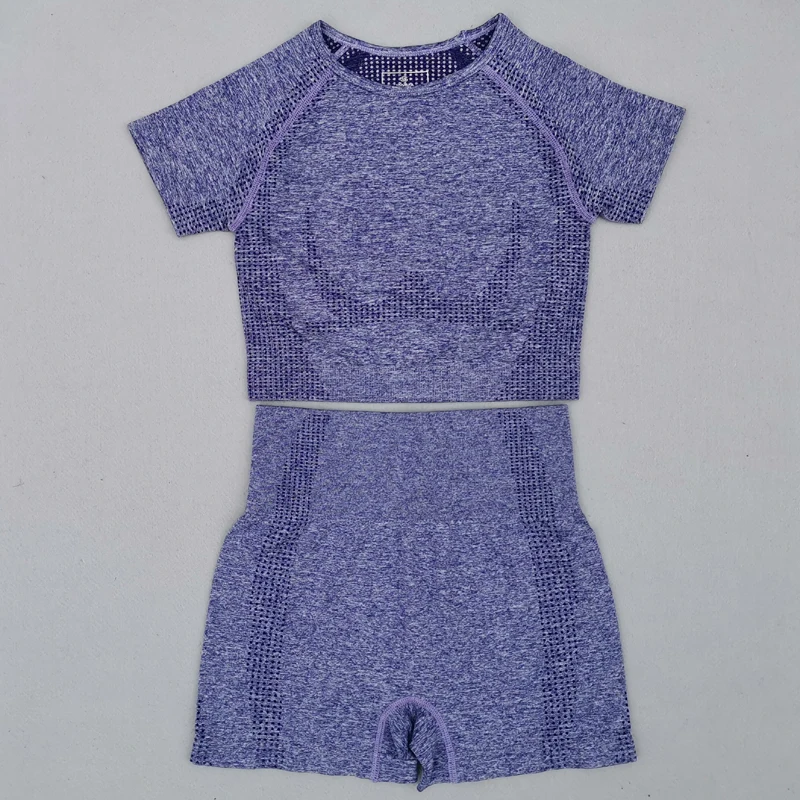 Seamless Yoga Suit 2 piece Sports Shirts Crop Top Seamless Leggings Sport Set Gym Clothes Fitness Tracksuit Workout Set Femme