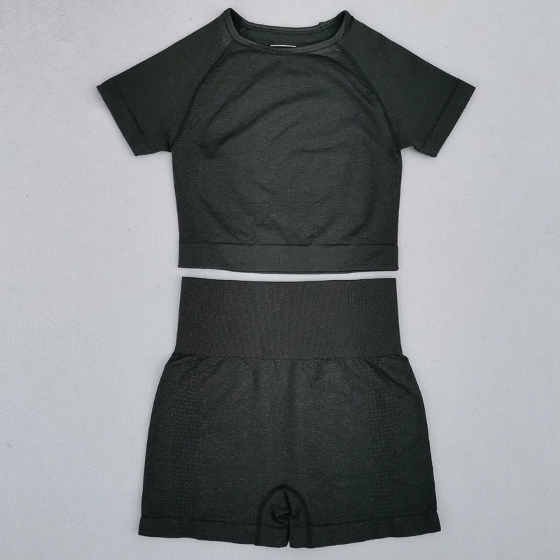 Seamless Yoga Suit 2 piece Sports Shirts Crop Top Seamless Leggings Sport Set Gym Clothes Fitness Tracksuit Workout Set Femme