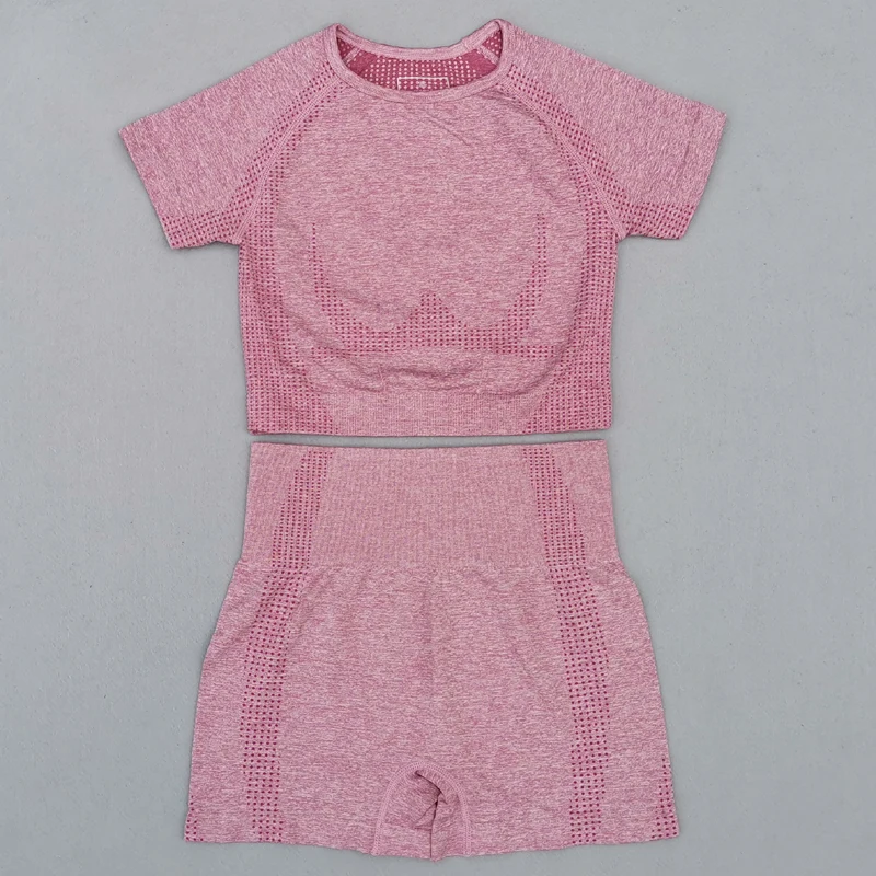 Seamless Yoga Suit 2 piece Sports Shirts Crop Top Seamless Leggings Sport Set Gym Clothes Fitness Tracksuit Workout Set Femme