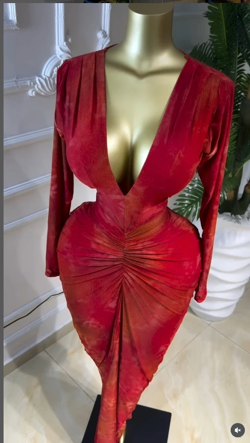 GLCMYAYA Women Printed Deep V-neck Stacked Ruched Bodycon Midi Maxi Dress 2026 Birthday Holiday Party Trendy Dresses Vestidos GLCMYAYA Women Printed Deep V-neck Stacked Ruched Bodycon Midi Maxi Dress 2026 Birthday Holiday Party Trendy Dresses Vestidos