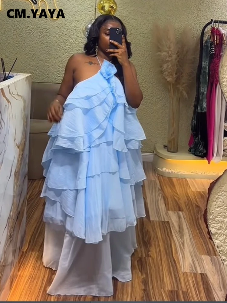 CM.YAYA Women Sleeveless Ruffles Loose Ball Gown Smock Strap Maxi Long Sexy Dress 2025 Birthday Vacation Party Dresses Vestidos CM.YAYA Women Sleeveless Ruffles Loose Ball Gown Smock Strap Maxi Long Sexy Dress 2025 Birthday Vacation Party Dresses Vestidos