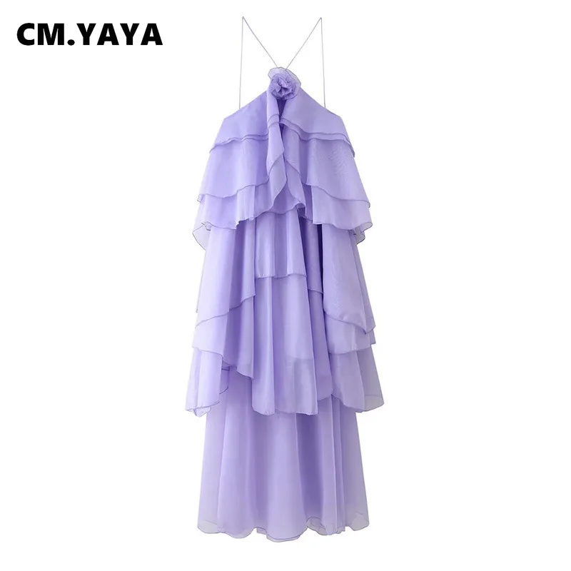 CM.YAYA Women Sleeveless Ruffles Loose Ball Gown Smock Strap Maxi Long Sexy Dress 2025 Birthday Vacation Party Dresses Vestidos CM.YAYA Women Sleeveless Ruffles Loose Ball Gown Smock Strap Maxi Long Sexy Dress 2025 Birthday Vacation Party Dresses Vestidos