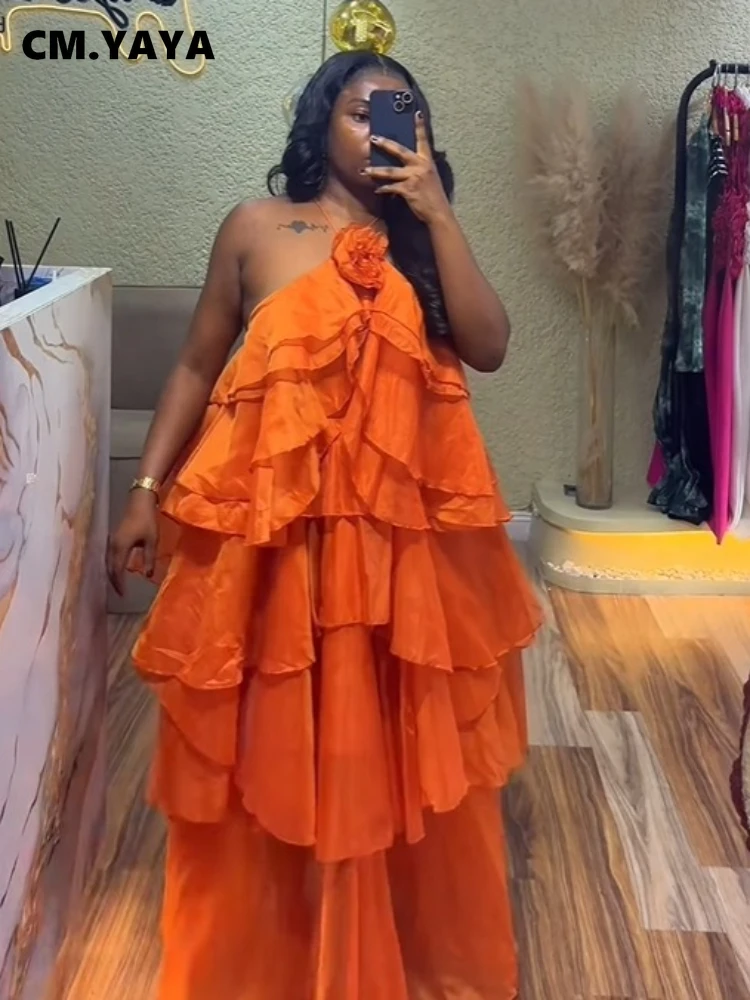 CM.YAYA Women Sleeveless Ruffles Loose Ball Gown Smock Strap Maxi Long Sexy Dress 2025 Birthday Vacation Party Dresses Vestidos CM.YAYA Women Sleeveless Ruffles Loose Ball Gown Smock Strap Maxi Long Sexy Dress 2025 Birthday Vacation Party Dresses Vestidos