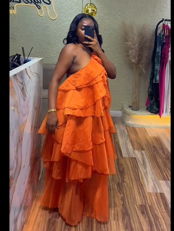 CM.YAYA Women Sleeveless Ruffles Loose Ball Gown Smock Strap Maxi Long Sexy Dress 2025 Birthday Vacation Party Dresses Vestidos CM.YAYA Women Sleeveless Ruffles Loose Ball Gown Smock Strap Maxi Long Sexy Dress 2025 Birthday Vacation Party Dresses Vestidos