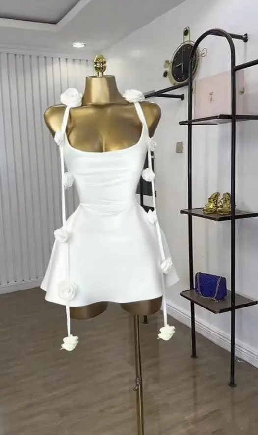 CM.YAYA Women Floral Applique Sleeveless Strap Midi A-line Dress 2025 Summer Holiday Birthday Sexy Club Party Evening Dresses