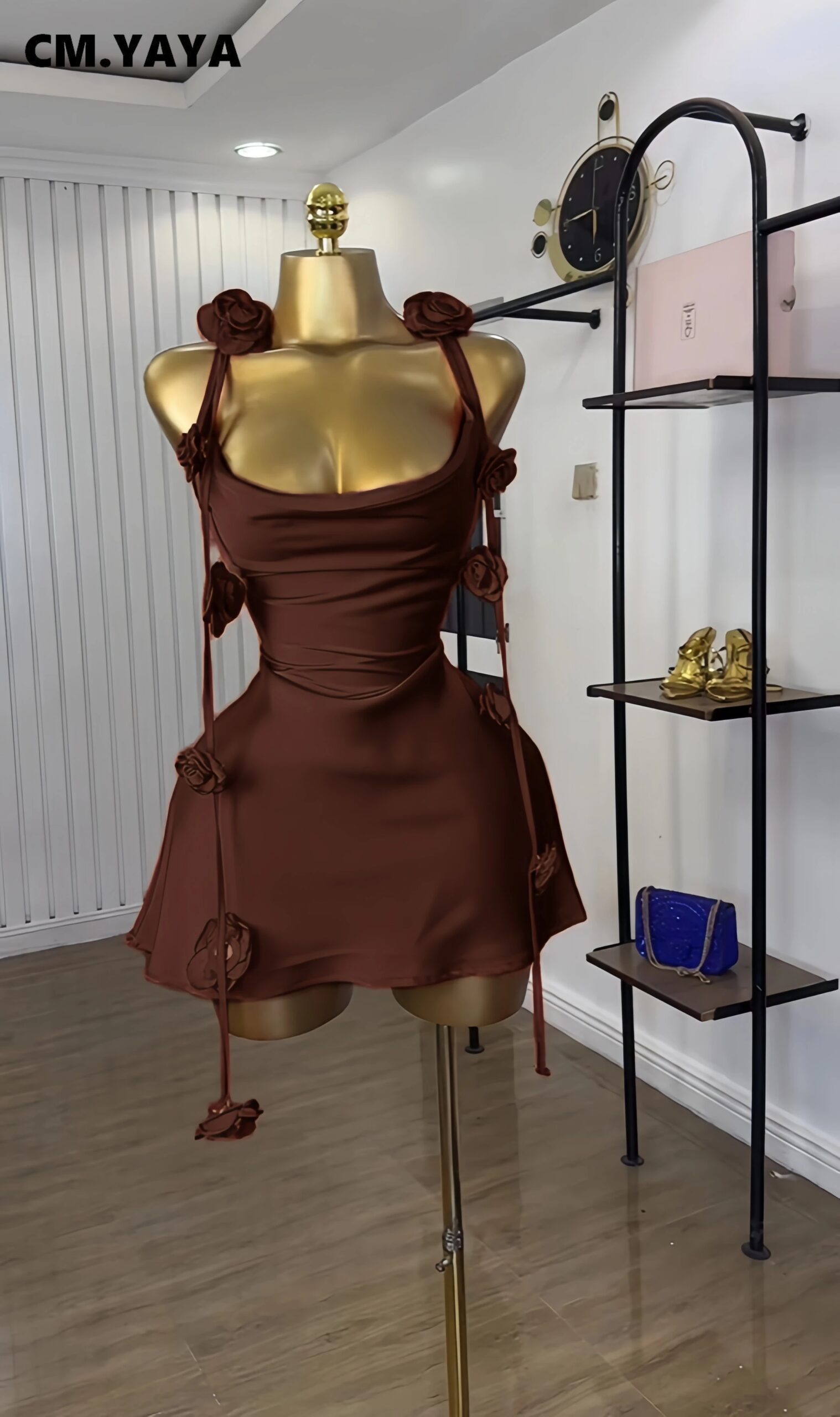 CM.YAYA Women Floral Applique Sleeveless Strap Midi A-line Dress 2025 Summer Holiday Birthday Sexy Club Party Evening Dresses CM.YAYA Women Floral Applique Sleeveless Strap Midi A-line Dress 2025 Summer Holiday Birthday Sexy Club Party Evening Dresses