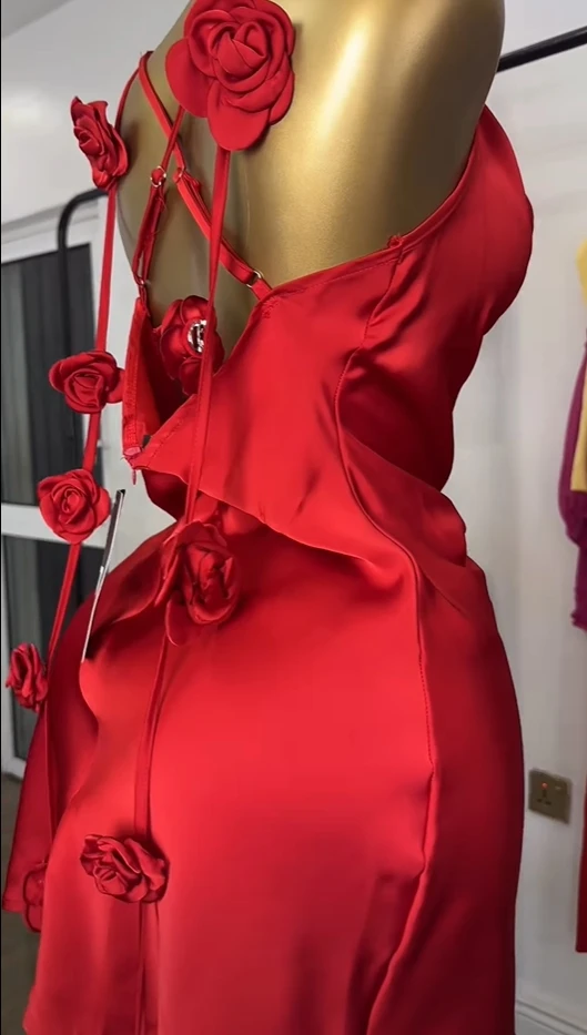 CM.YAYA Women Floral Applique Sleeveless Strap Midi A-line Dress 2025 Summer Holiday Birthday Sexy Club Party Evening Dresses CM.YAYA Women Floral Applique Sleeveless Strap Midi A-line Dress 2025 Summer Holiday Birthday Sexy Club Party Evening Dresses