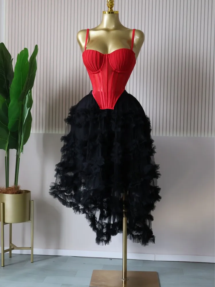 CM.YAYA Women's Dress Set Tunic Irregular Crop Top and Irregular Ball Gown Maxi Long Skirt Suit 2025 Two 2 Piece Set Outfits