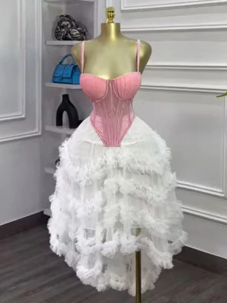 CM.YAYA Women's Dress Set Tunic Irregular Crop Top and Irregular Ball Gown Maxi Long Skirt Suit 2025 Two 2 Piece Set Outfits