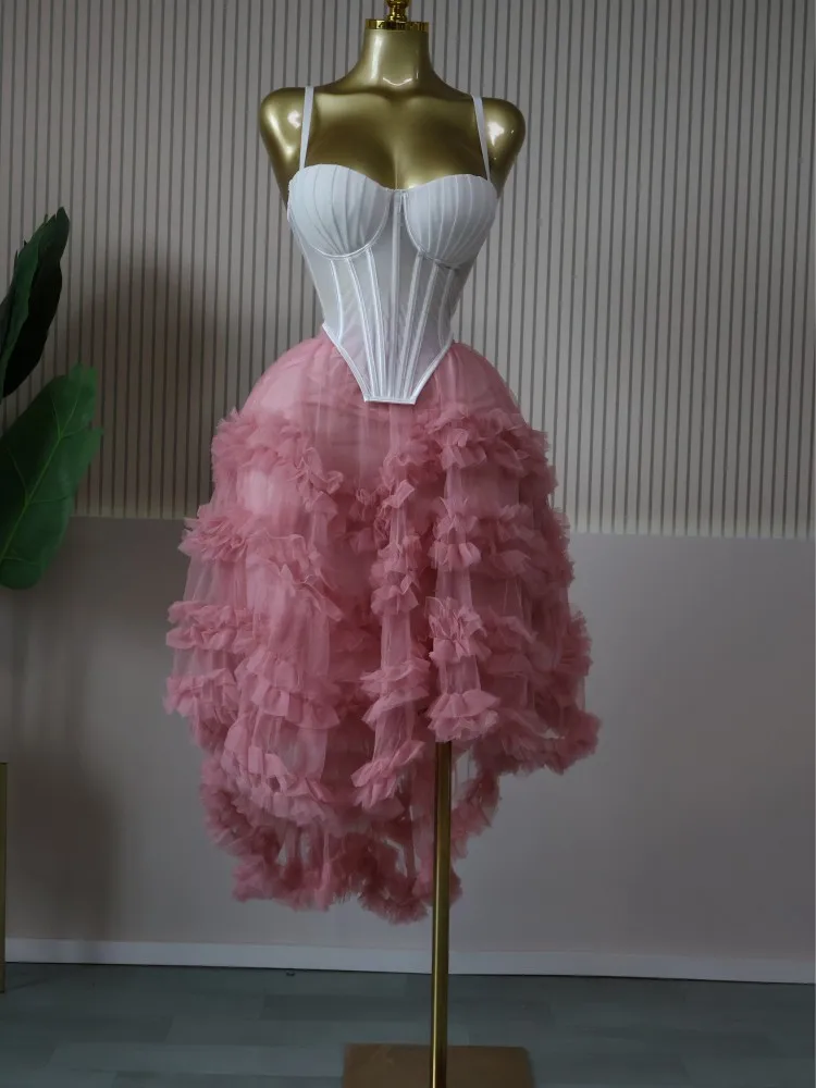 CM.YAYA Women's Dress Set Tunic Irregular Crop Top and Irregular Ball Gown Maxi Long Skirt Suit 2025 Two 2 Piece Set Outfits