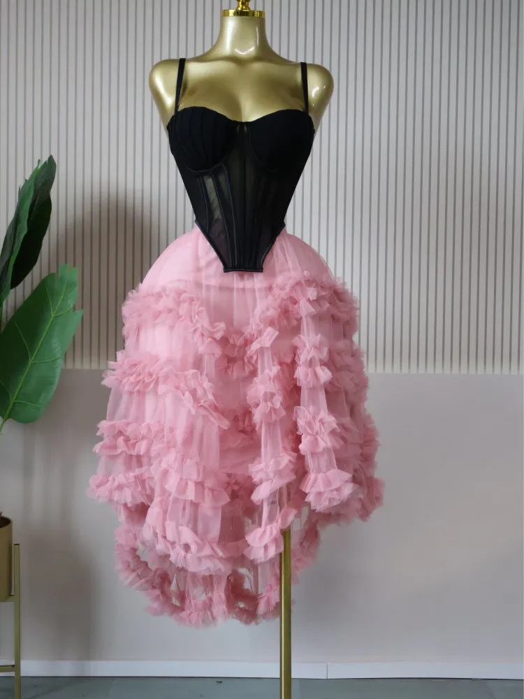 CM.YAYA Women's Dress Set Tunic Irregular Crop Top and Irregular Ball Gown Maxi Long Skirt Suit 2025 Two 2 Piece Set Outfits