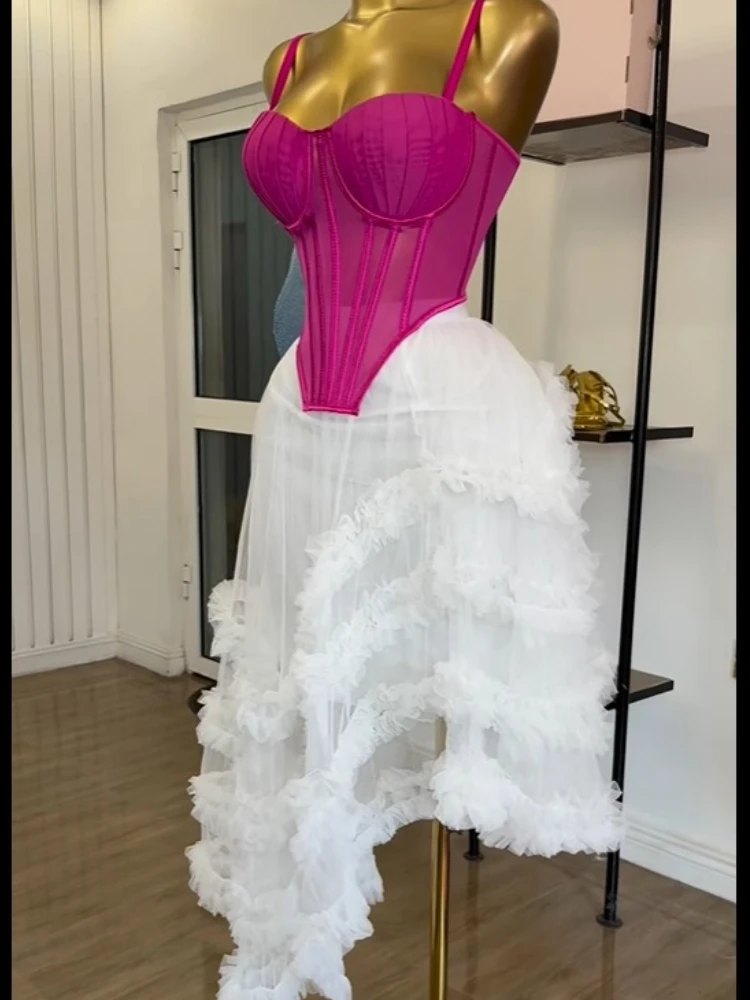 CM.YAYA Women's Dress Set Tunic Irregular Crop Top and Irregular Ball Gown Maxi Long Skirt Suit 2025 Two 2 Piece Set Outfits