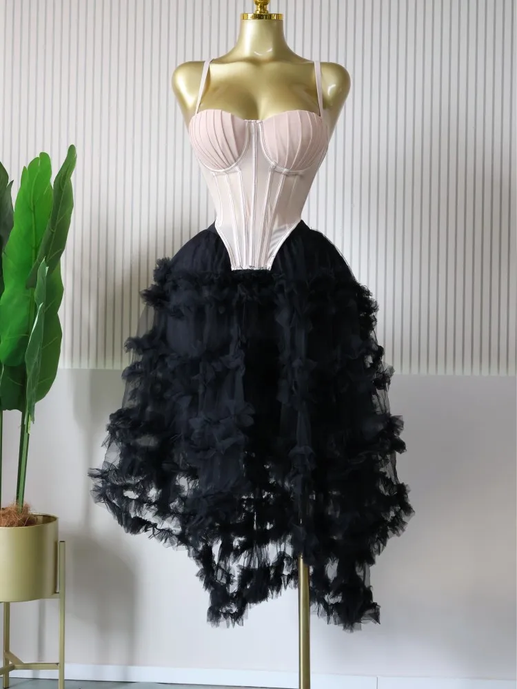 CM.YAYA Women's Dress Set Tunic Irregular Crop Top and Irregular Ball Gown Maxi Long Skirt Suit 2025 Two 2 Piece Set Outfits