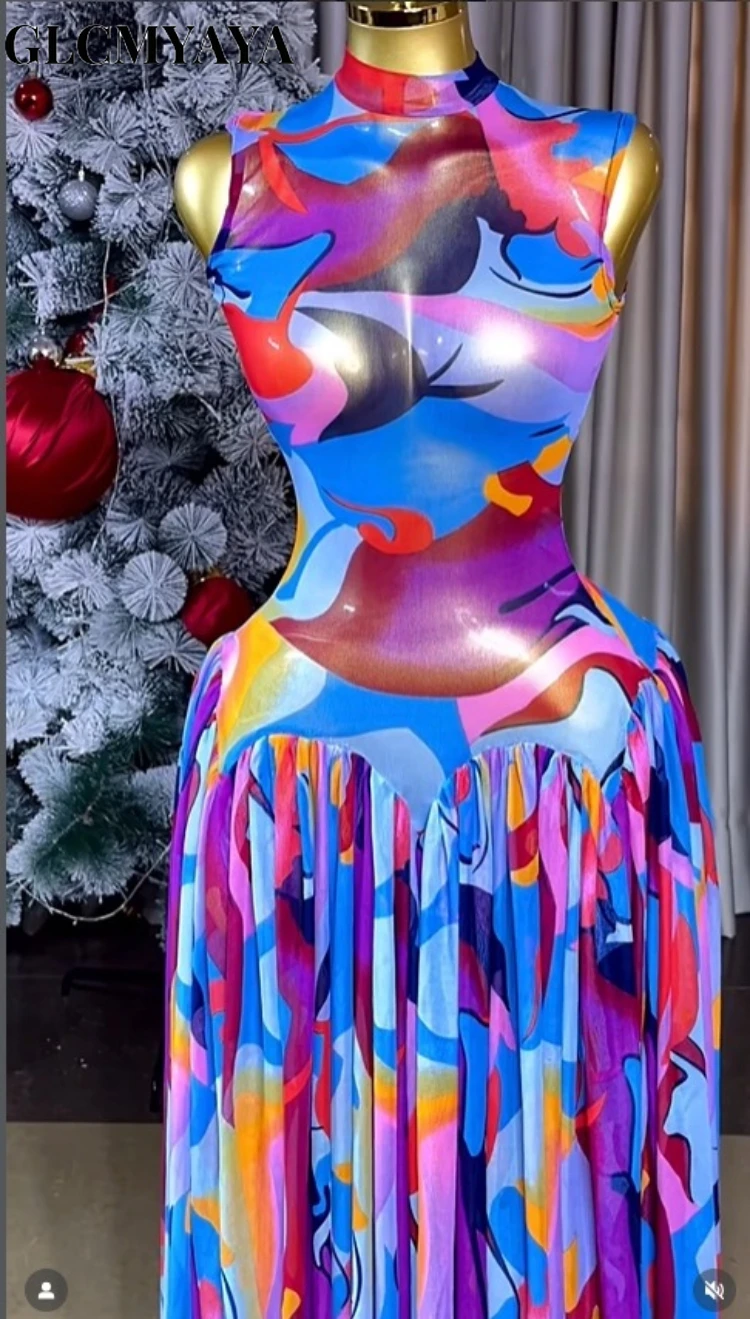 CM.YAYA Women's Tie Dye Printed Mesh See Though A-line Maxi Dress 2026 Street Education Party Cocktail Night Out Long Dresses CM.YAYA Women's Tie Dye Printed Mesh See Though A-line Maxi Dress 2026 Street Education Party Cocktail Night Out Long Dresses