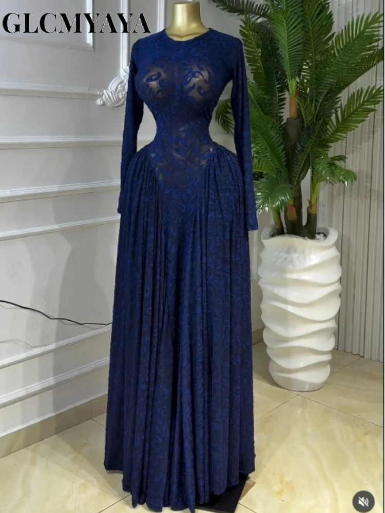 CM.YAYA Women Lace Up O-neck Long Sleeve Big Swing A-line Maxi Dress 2026 Sexy Parties Education Vacation Long Dresses Vestidos CM.YAYA Women Lace Up O-neck Long Sleeve Big Swing A-line Maxi Dress 2026 Sexy Parties Education Vacation Long Dresses Vestidos