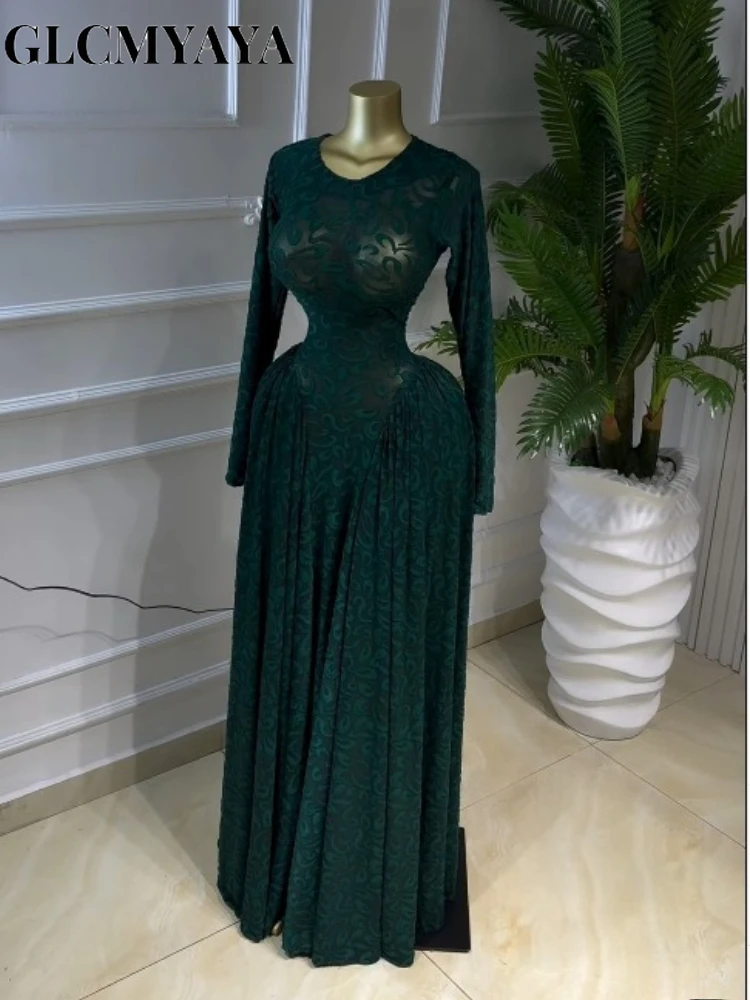 CM.YAYA Women Lace Up O-neck Long Sleeve Big Swing A-line Maxi Dress 2026 Sexy Parties Education Vacation Long Dresses Vestidos CM.YAYA Women Lace Up O-neck Long Sleeve Big Swing A-line Maxi Dress 2026 Sexy Parties Education Vacation Long Dresses Vestidos