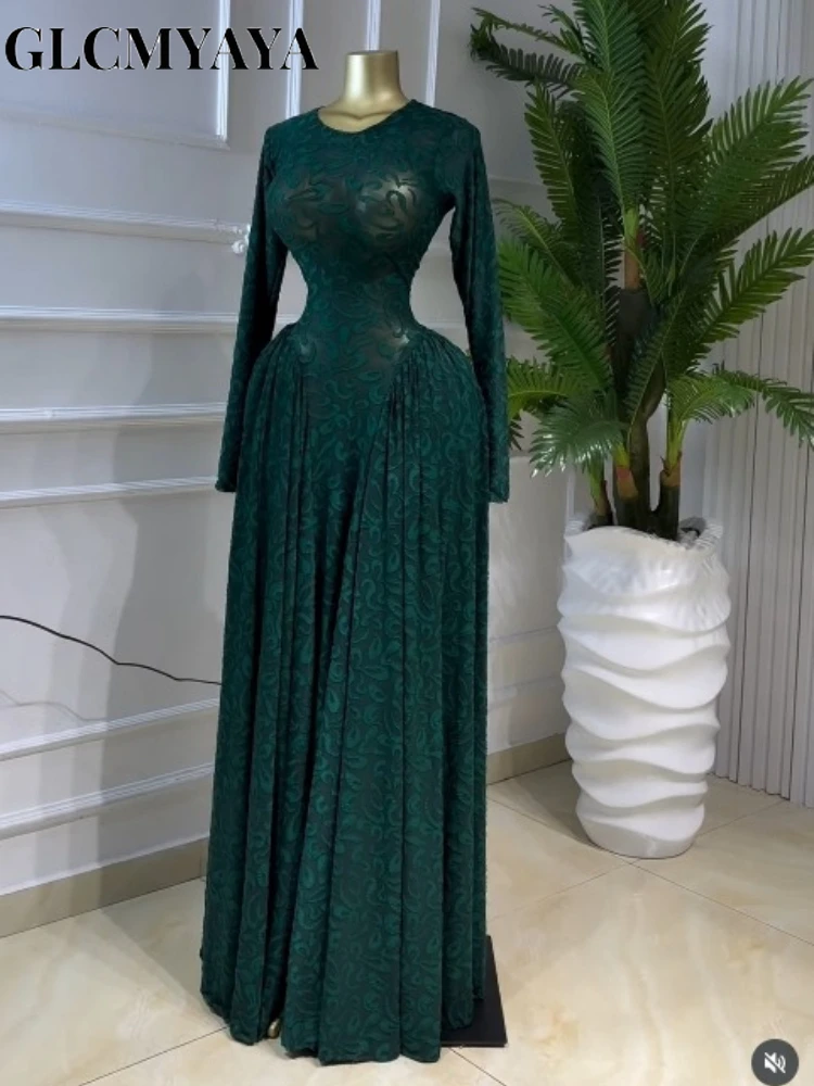 CM.YAYA Women Lace Up O-neck Long Sleeve Big Swing A-line Maxi Dress 2026 Sexy Parties Education Vacation Long Dresses Vestidos CM.YAYA Women Lace Up O-neck Long Sleeve Big Swing A-line Maxi Dress 2026 Sexy Parties Education Vacation Long Dresses Vestidos