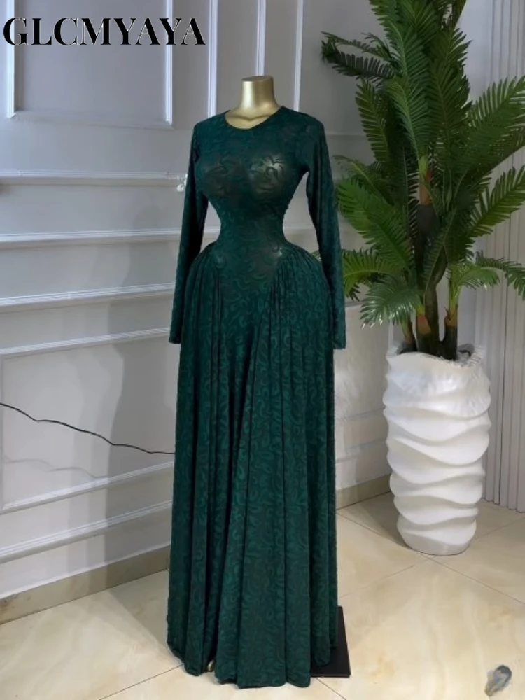 CM.YAYA Women Lace Up O-neck Long Sleeve Big Swing A-line Maxi Dress 2026 Sexy Parties Education Vacation Long Dresses Vestidos CM.YAYA Women Lace Up O-neck Long Sleeve Big Swing A-line Maxi Dress 2026 Sexy Parties Education Vacation Long Dresses Vestidos