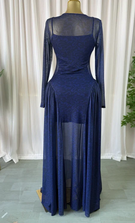 CM.YAYA Women Lace Up O-neck Long Sleeve Big Swing A-line Maxi Dress 2026 Sexy Parties Education Vacation Long Dresses Vestidos